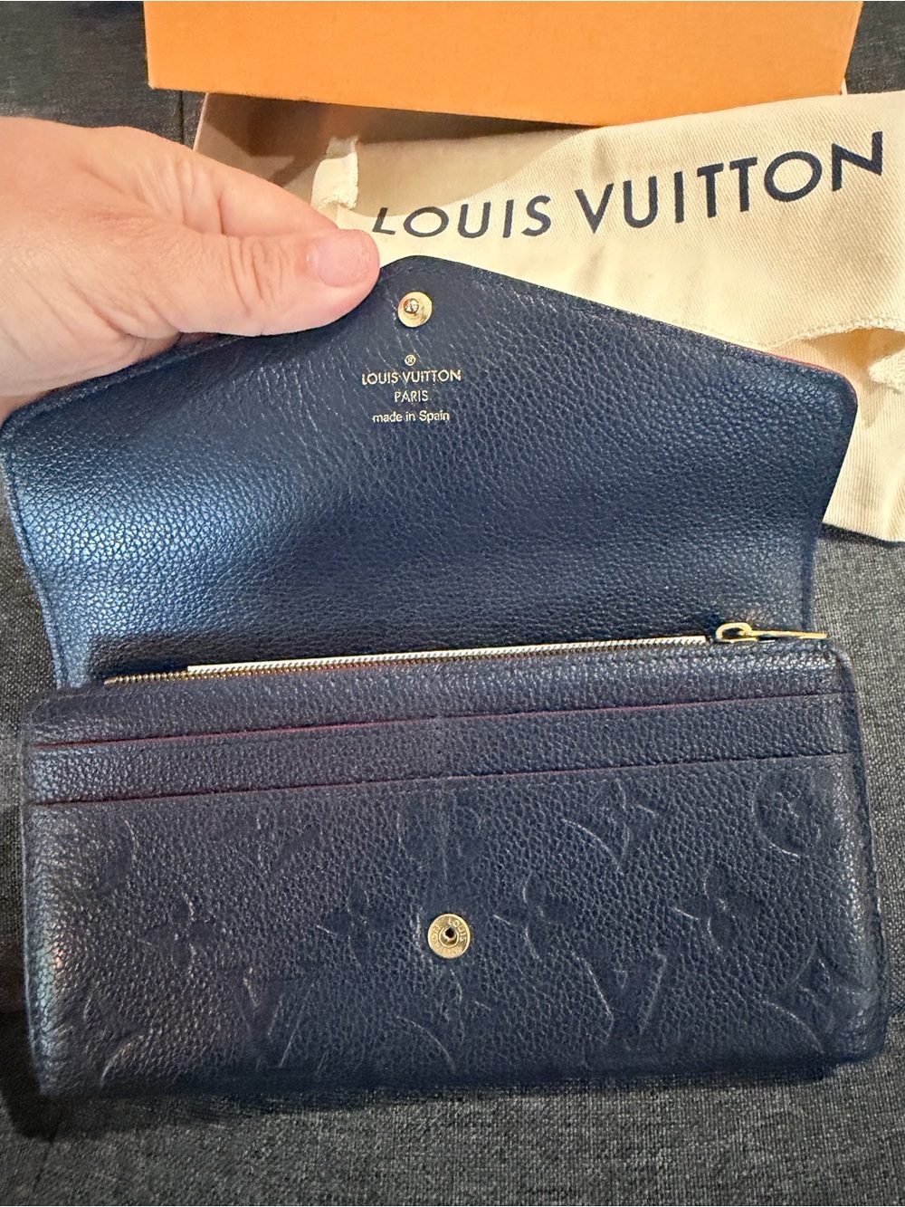 Louis Vuitton Navy Monogram Empreinte Continental Wallet with Gold Hardware - Picture 2 of 6